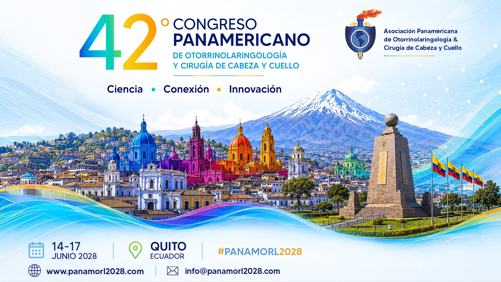 Cartel oficial del Congreso Panamericano de Otorrinolaringología 2028